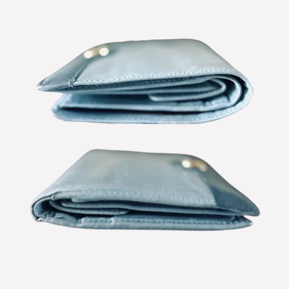 Dior Rare Dusty Sky Blue Soft Lambskin Genuine Leather Compact Wallet Purse - Picture 7 of 12
